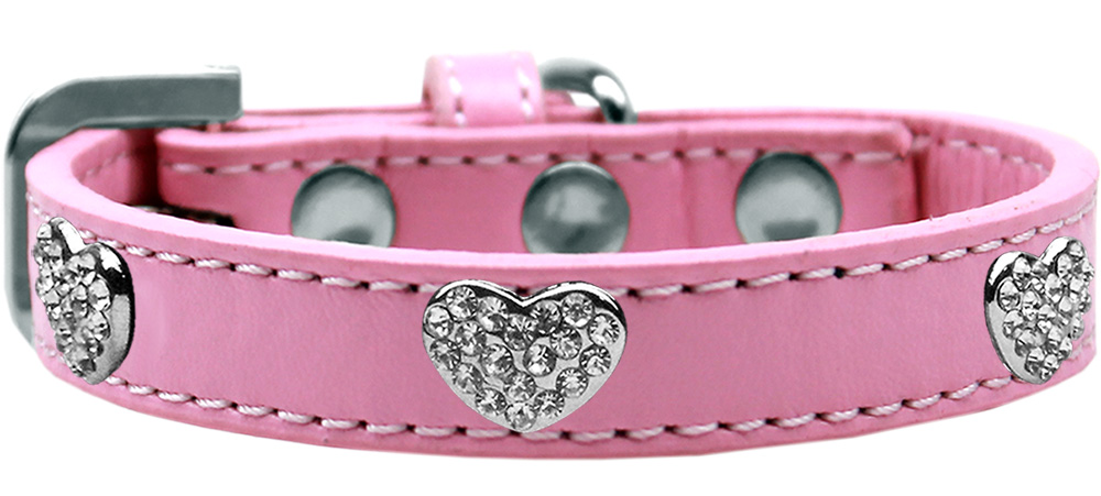 Crystal Heart Dog Collar Light Pink Size 12